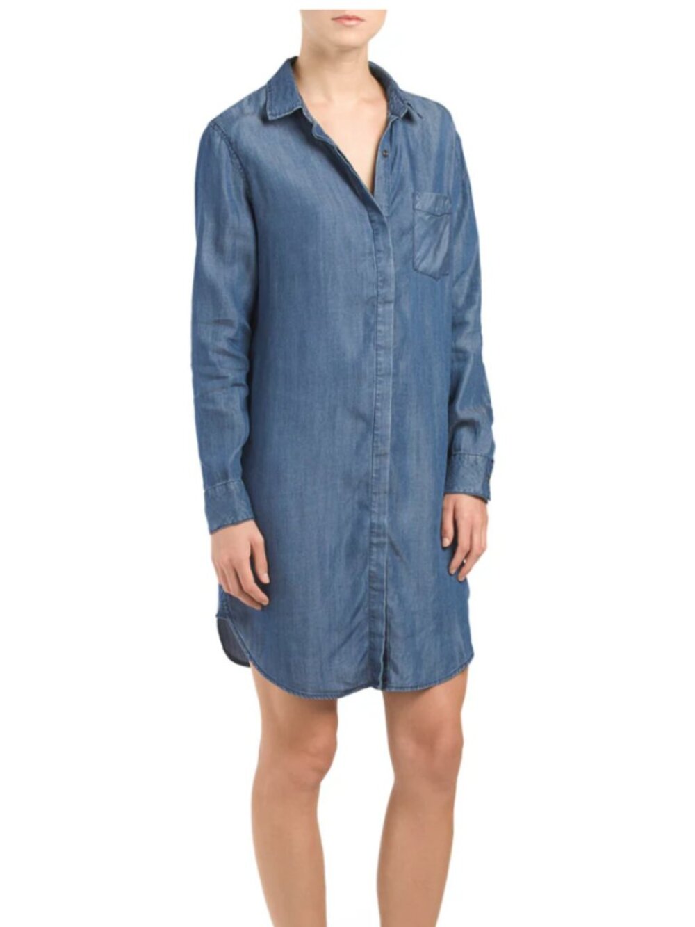 Andrea Jovine Denim Shirt Dress Women's XL Lightweight Button Up Lagenlook Boho